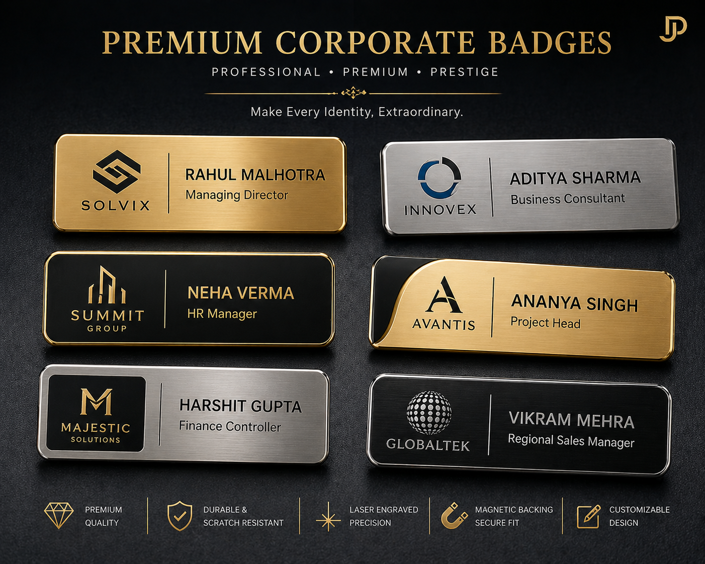 Corporate Premium Metal Name Tags India